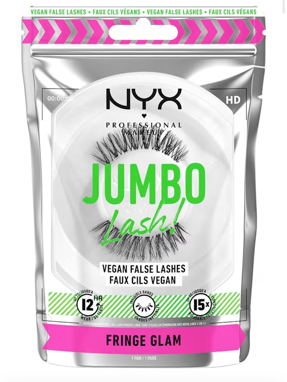 NYX Jumbo Lash Fringe Glam - Black with Pink Accent